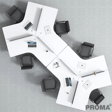 [Pre-order] โต๊ะทำงาน Proma-POD-05 สีขาว/ดำ แบบ 6 ที่นั่ง (ไม่มีตู้เอกสาร)_10